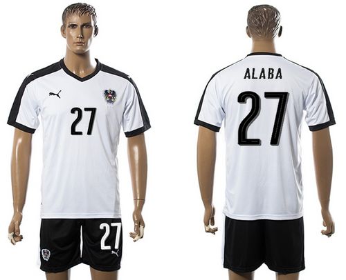 Austria #27 Alaba White Away Soccer Country Jersey - Click Image to Close